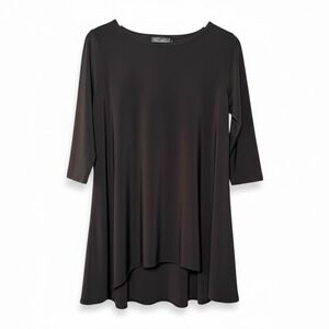 Sympli Womens 3/4 Sleeve Chocolate Brown Jersey Tunic Top Size 8 Lagenlook